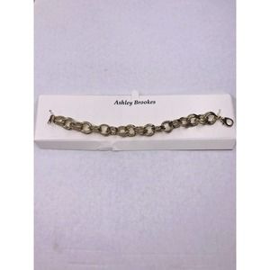Ashley Brookes Gold Tone Link Bracelet 7" Round Double Links New